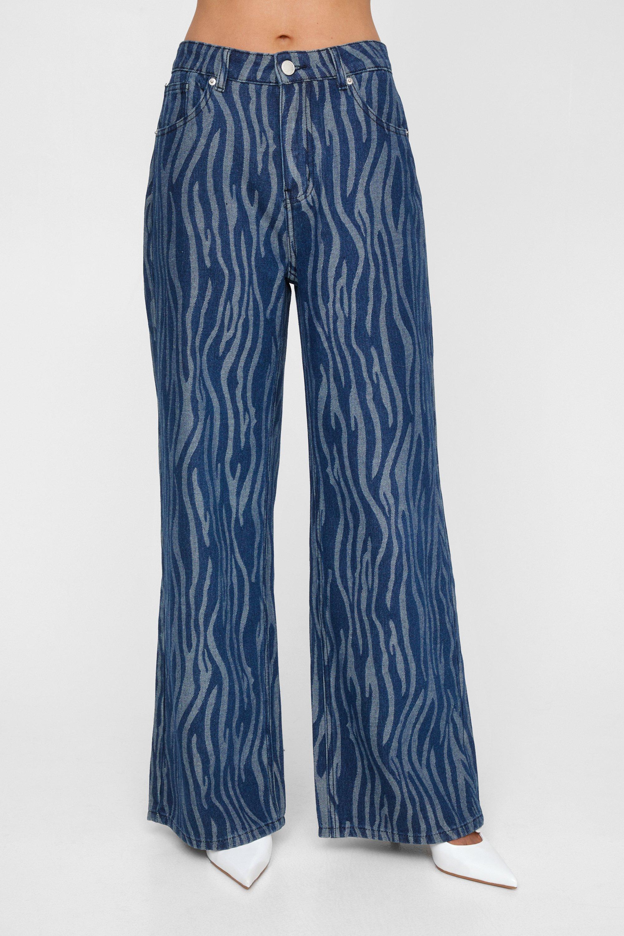 Zebra Straight Leg Split Hem Jeans | Nasty Gal
